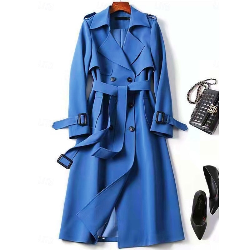 Belted Long Trench Coat | Classic Style | Water-Resistant Fabric | Women's Outerwear