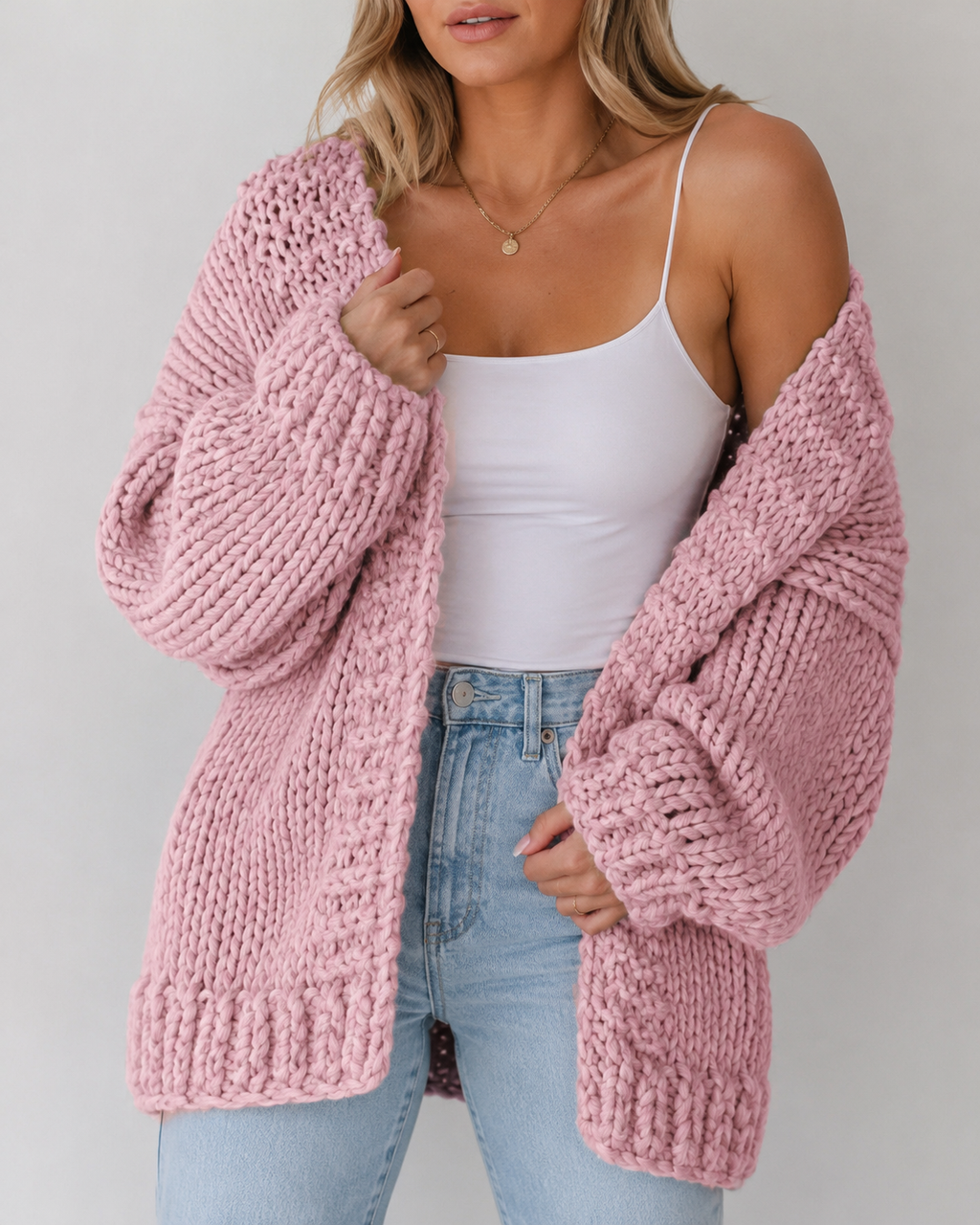 Chilly Days Ahead – Cream Chunky Knit Open-Front Cardigan