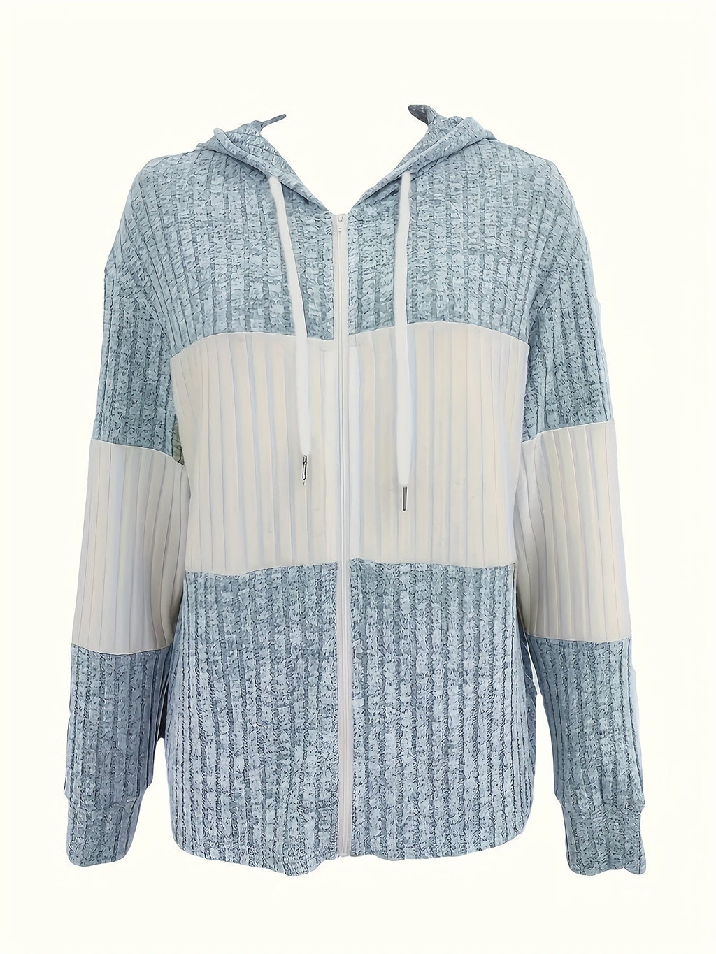 Cozy Color-Block Zip-Up Hoodie for Women | Casual Warmth and Comfort