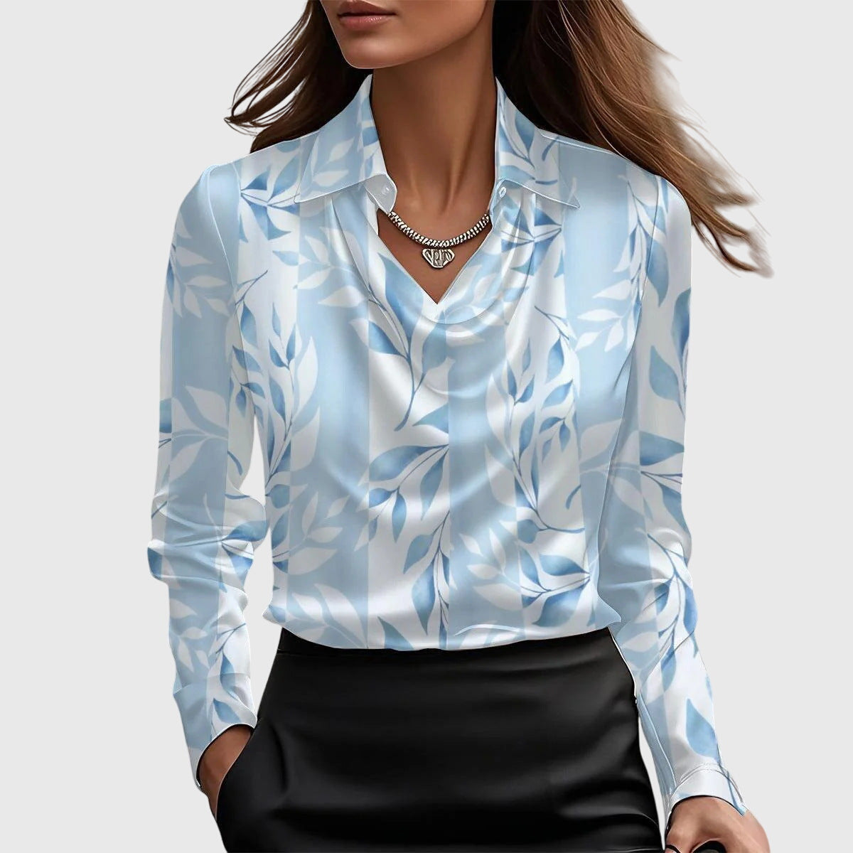 Draped Elegant Blouse in Lightweight Fabric for Casual or Formal Wear