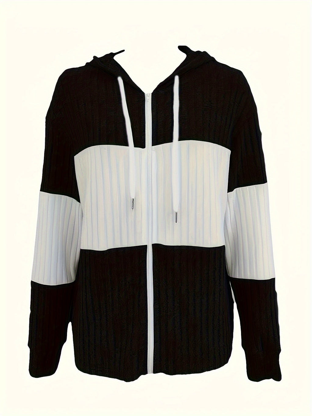 Cozy Color-Block Zip-Up Hoodie for Women | Casual Warmth and Comfort