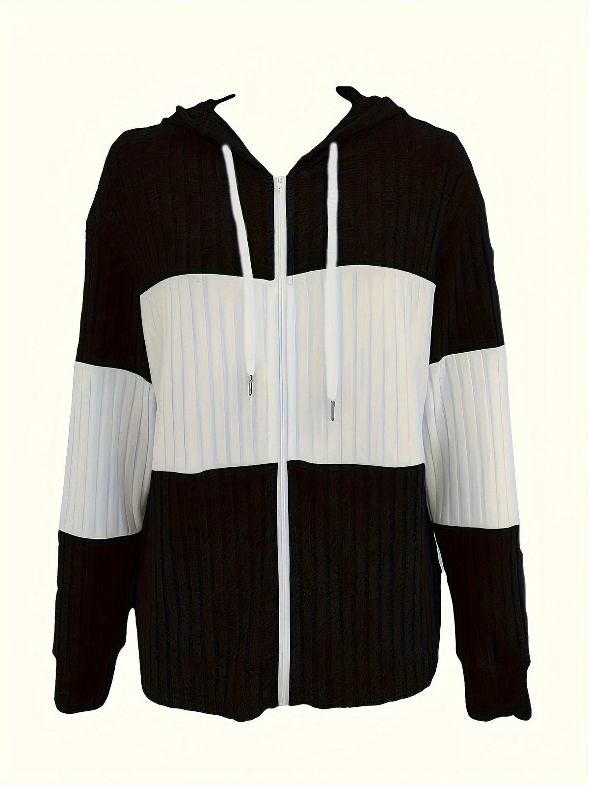 Cozy Color-Block Zip-Up Hoodie for Women | Casual Warmth and Comfort