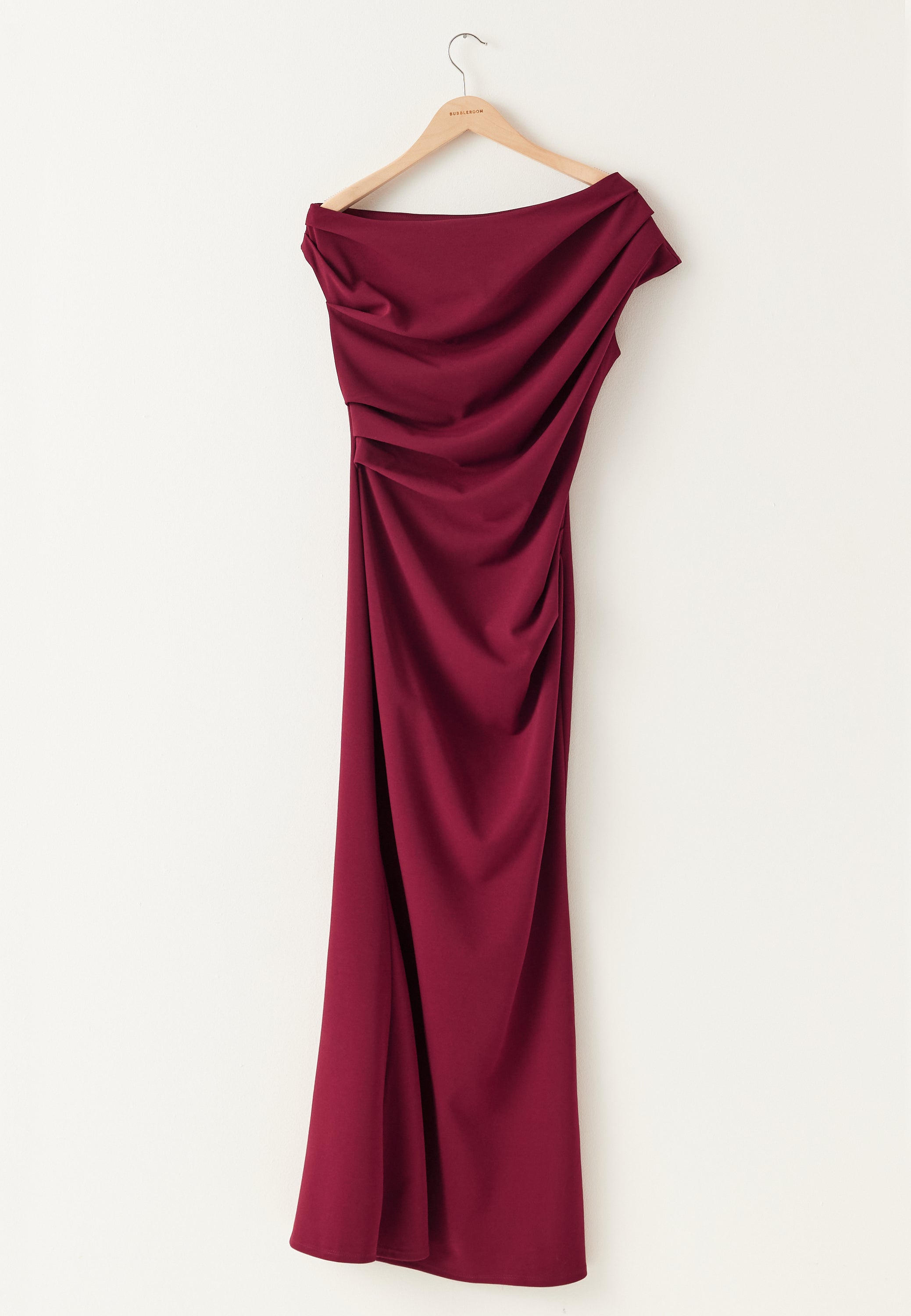 Burgundy One-Shoulder Maxi Dress Women UK – Formal Occasion Wedding Guest Evening Gown, Cocktail