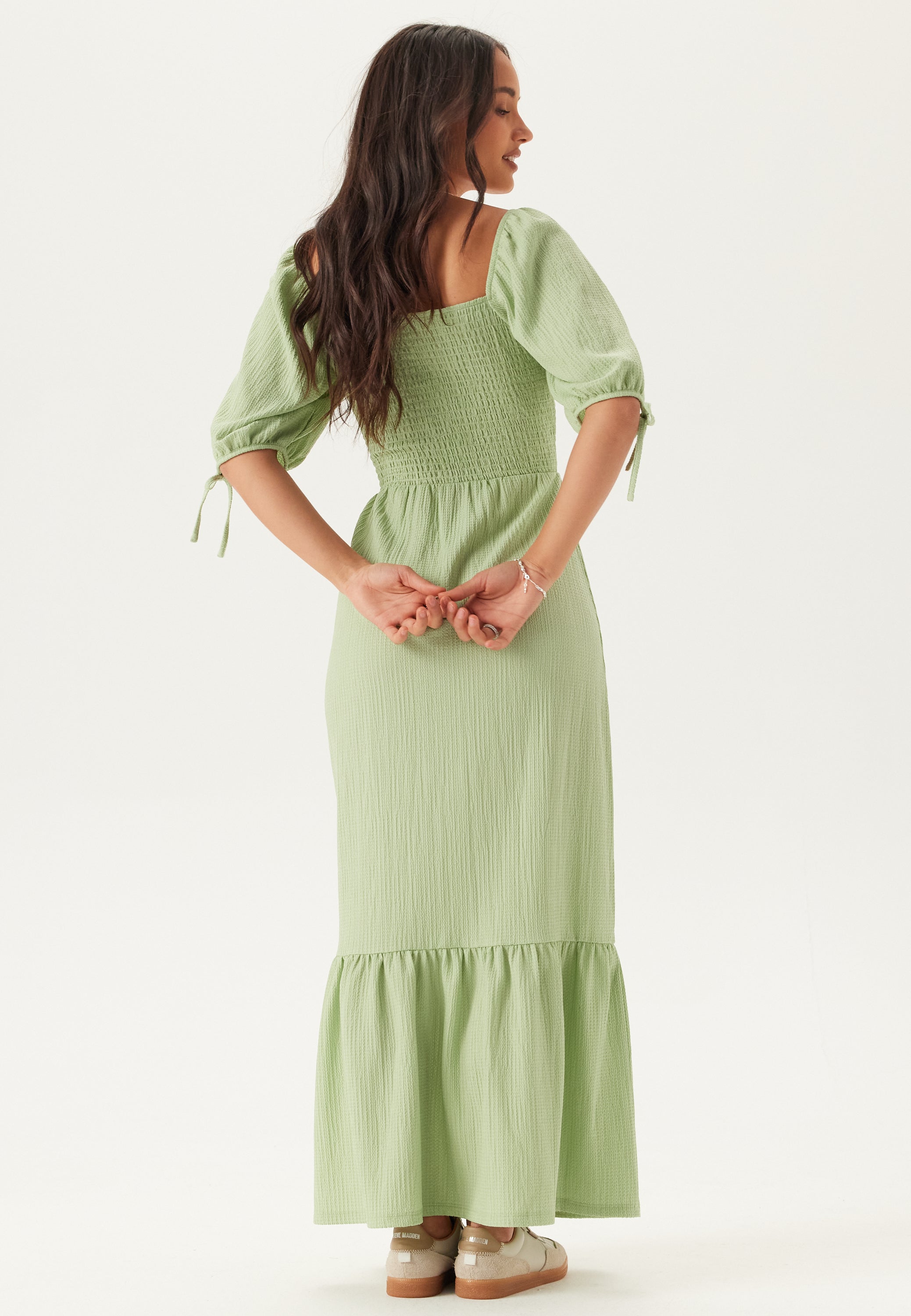 Bubble Sleeve Heart-Neck Maxi Dress Women UK – Summer Evening Wear, Garden Party