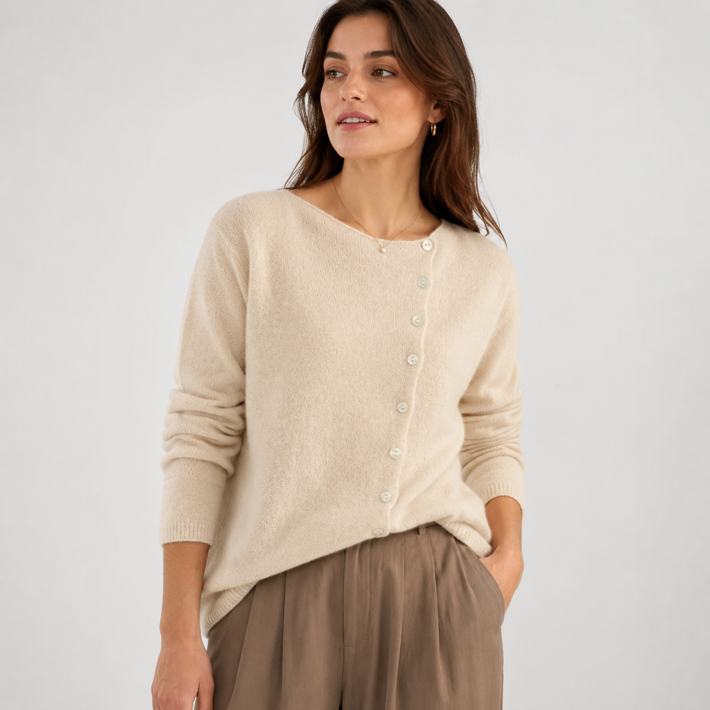 Layer Up in Style – Soft Grey Button-Front Cardigan