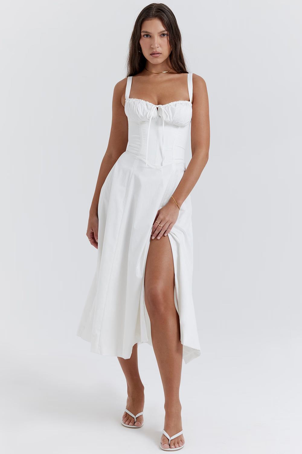 Ruched Midi Dress Women UK – High Slit Evening Gown, Special Occasion