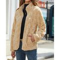 Textured Stand-Collar Zip Coat for Women - Stylish Outerwear for Casual Wear