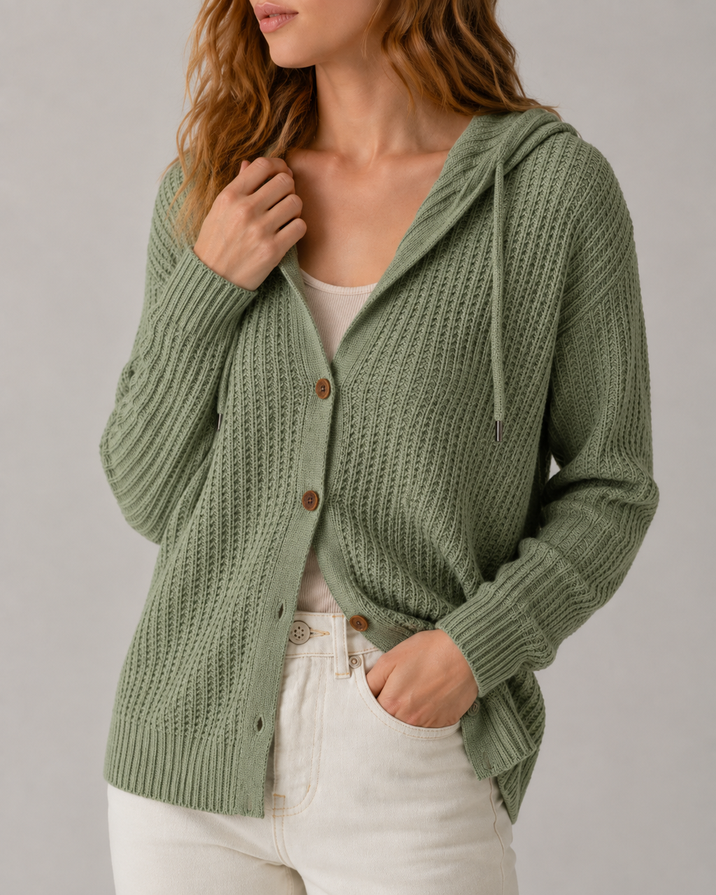 Chilly Days Ahead – Soft Textured Hooded Cardigan
