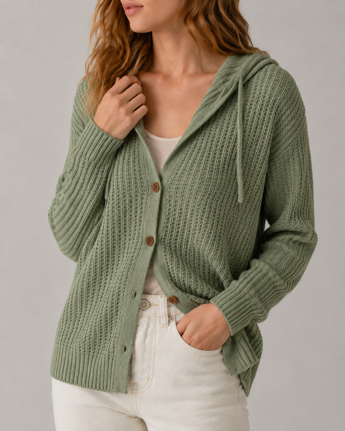 Chilly Days Ahead – Soft Textured Hooded Cardigan