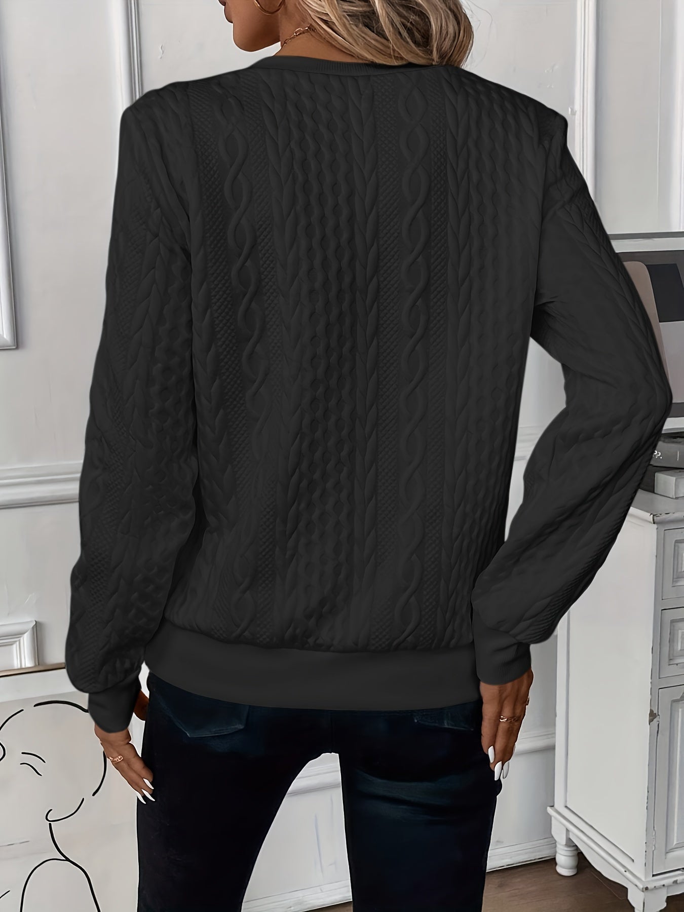 Women's Cable Knit Zip-Up Jumper Sweater for Casual Wear