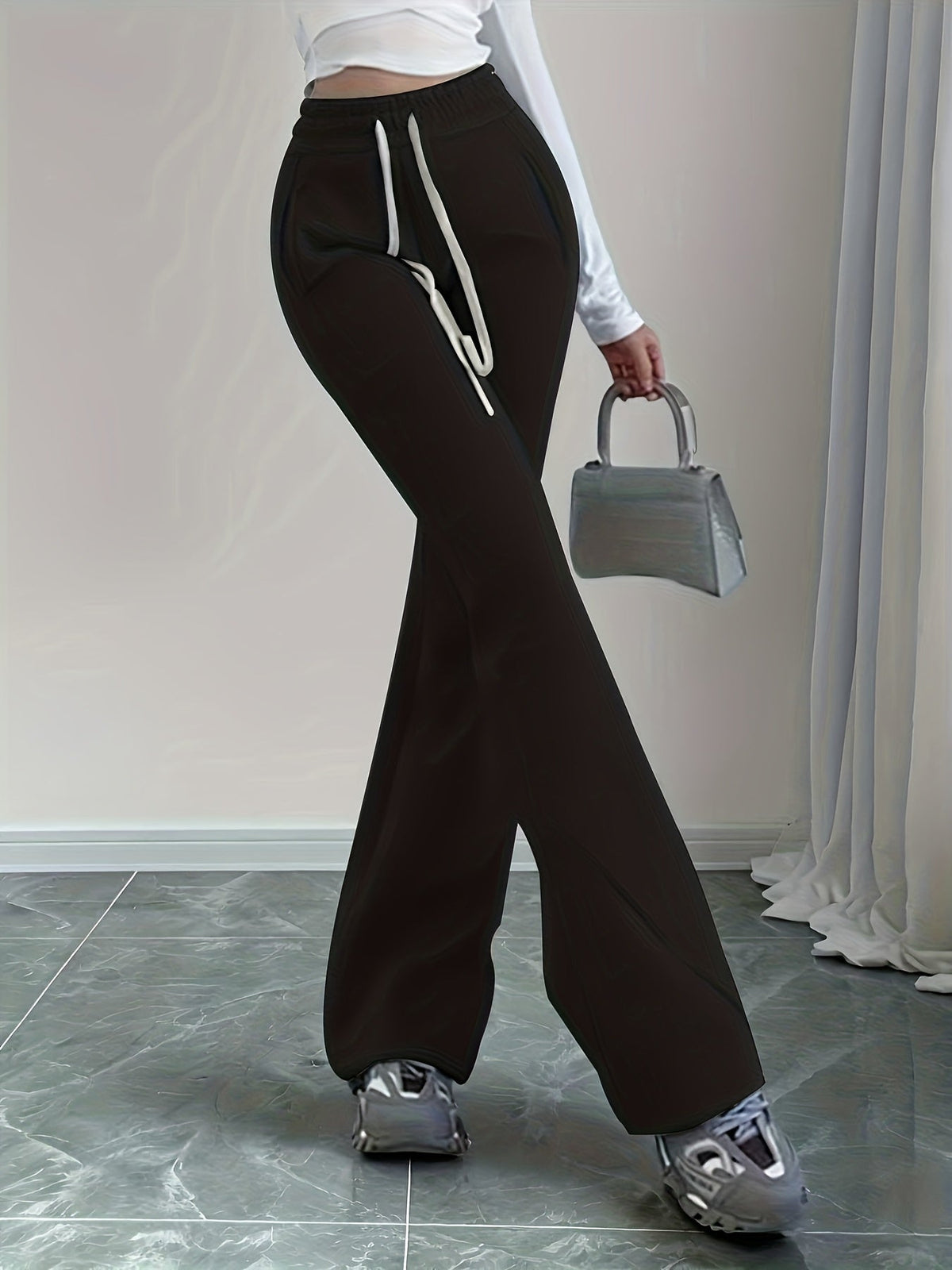 High-Waist Flared Lounge Pants | Soft Fabric | Casual Wear