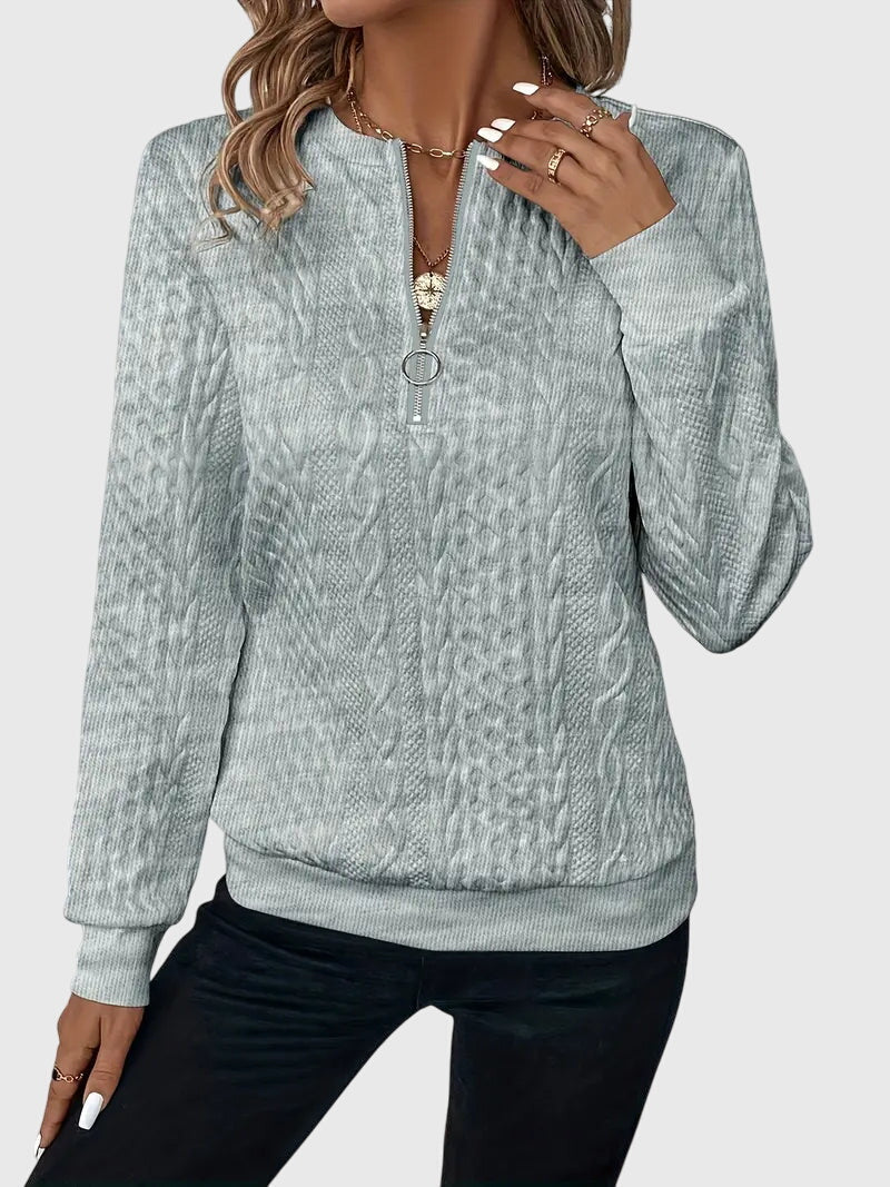 Zippered Jumper in Soft Knit Fabric for Casual Wear and Layering