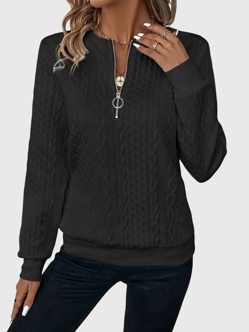 Zippered Jumper in Soft Knit Fabric for Casual Wear and Layering