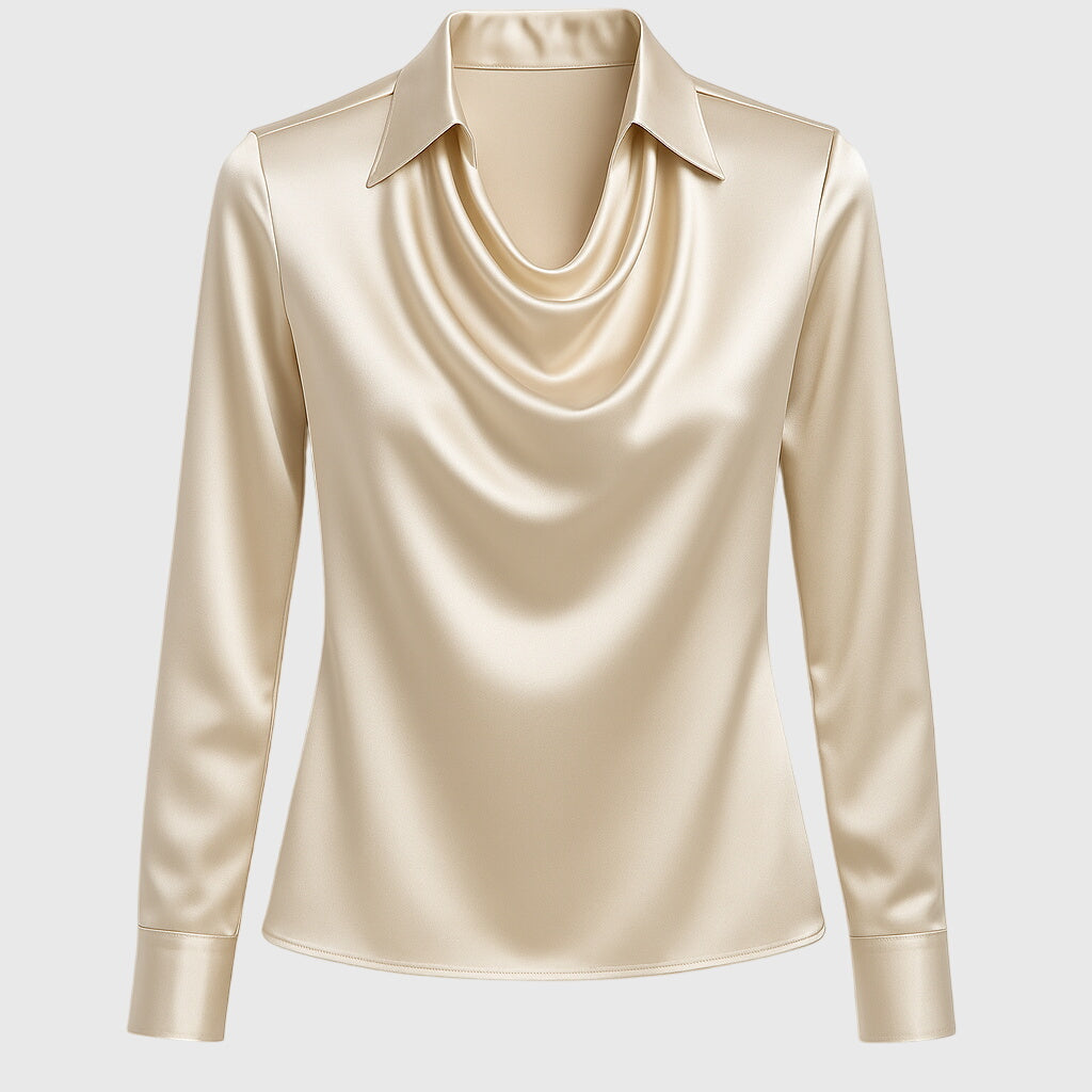 Draped Elegant Blouse in Lightweight Fabric for Casual or Formal Wear