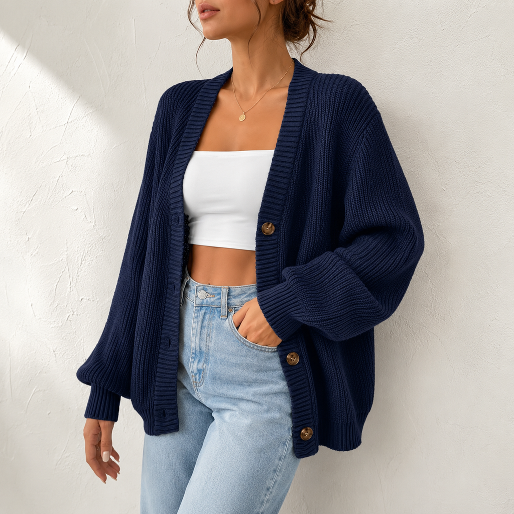 Chilly Days Ahead – Soft Ribbed Relaxed Cardigan