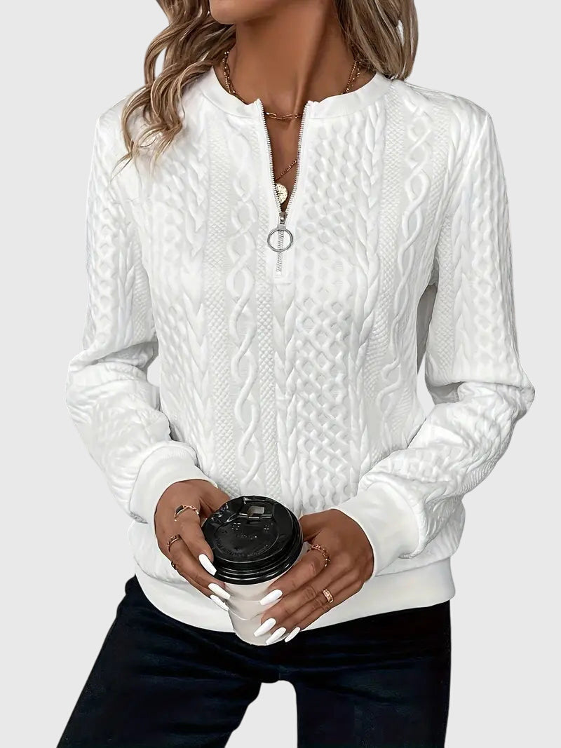 Zippered Jumper in Soft Knit Fabric for Casual Wear and Layering
