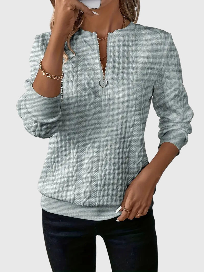 Zippered Jumper in Soft Knit Fabric for Casual Wear and Layering