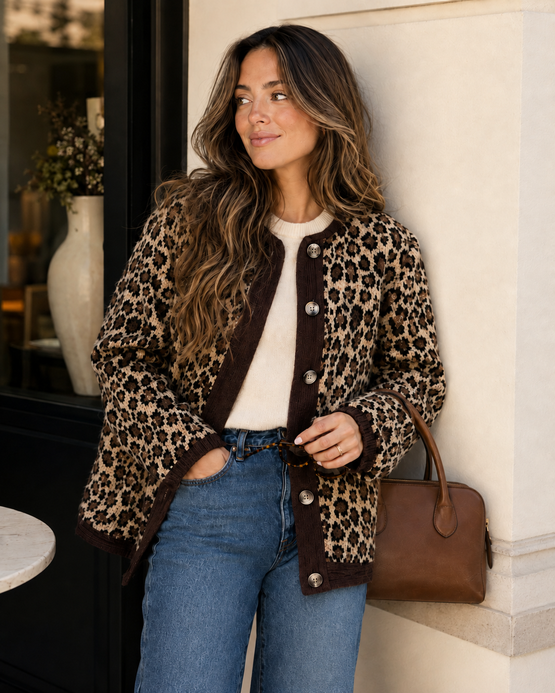 Bold & Playful – Leopard Print Button-Front Cardigan