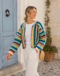 Everyday Vibe – Rainbow Striped Open-Front Cardigan