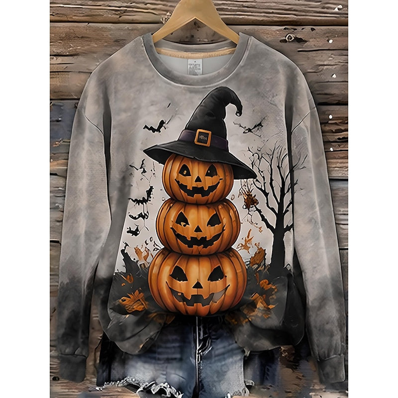 Halloween Striped Sweatshirt for Women | Soft Cotton Blend | Casual Wear