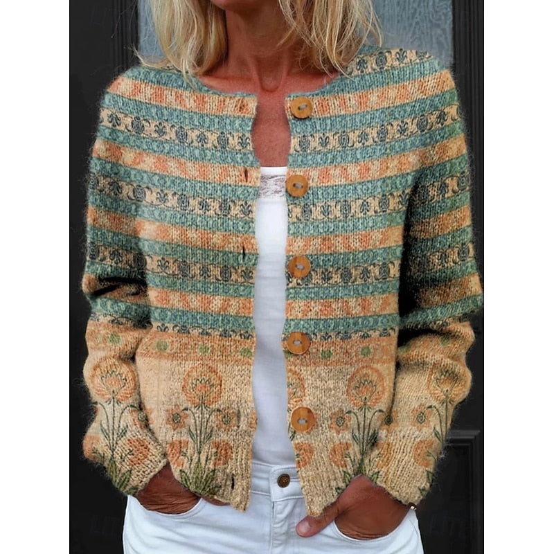 Floral Button-Front Cardigan | Lightweight Knit | Women's Casual Outerwear