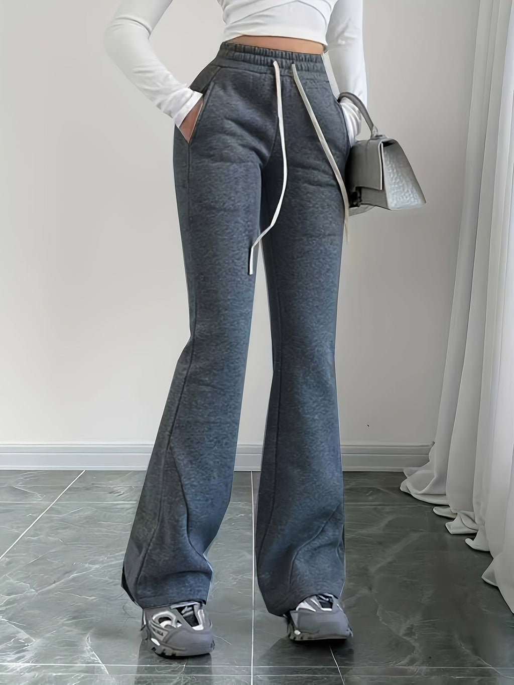High-Waist Flared Lounge Pants | Soft Fabric | Casual Wear