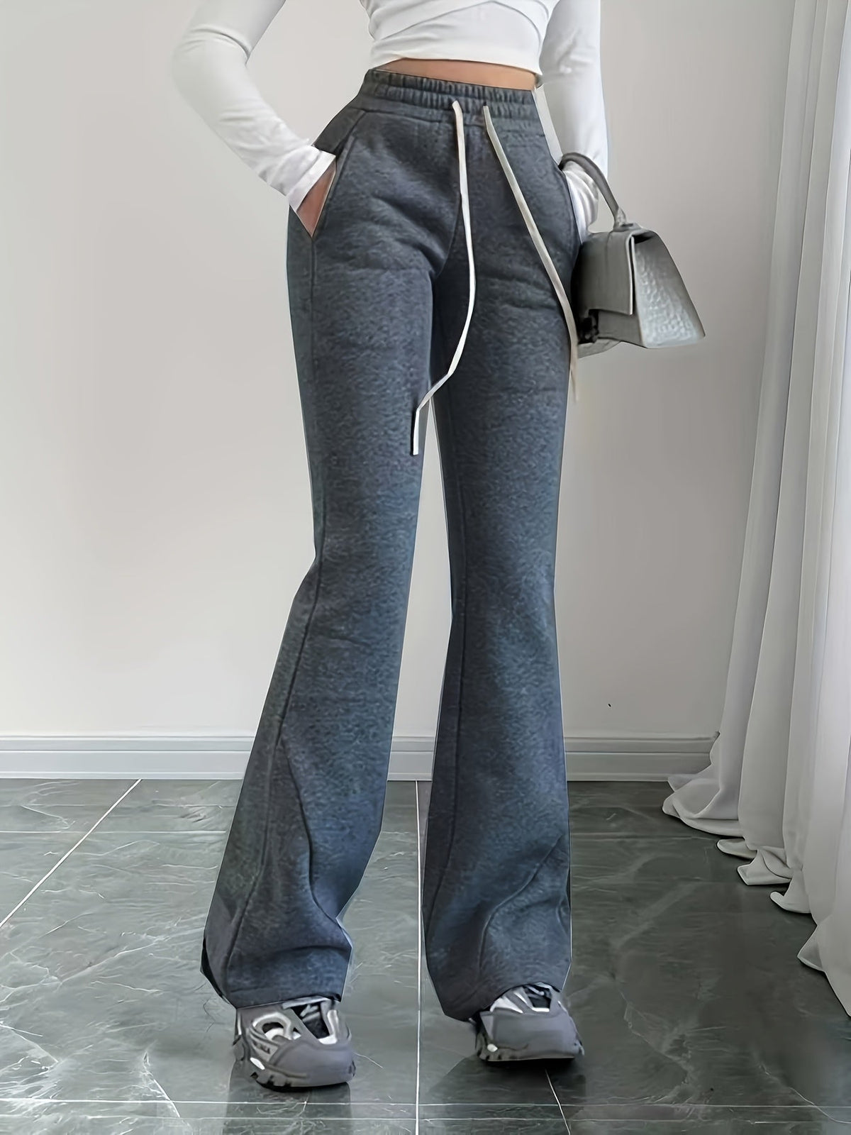 High-Waist Flared Lounge Pants | Soft Fabric | Casual Wear