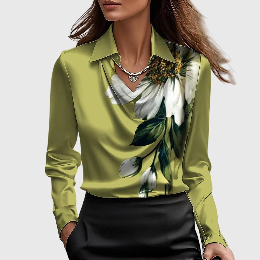 Draped Elegant Blouse in Lightweight Fabric for Casual or Formal Wear