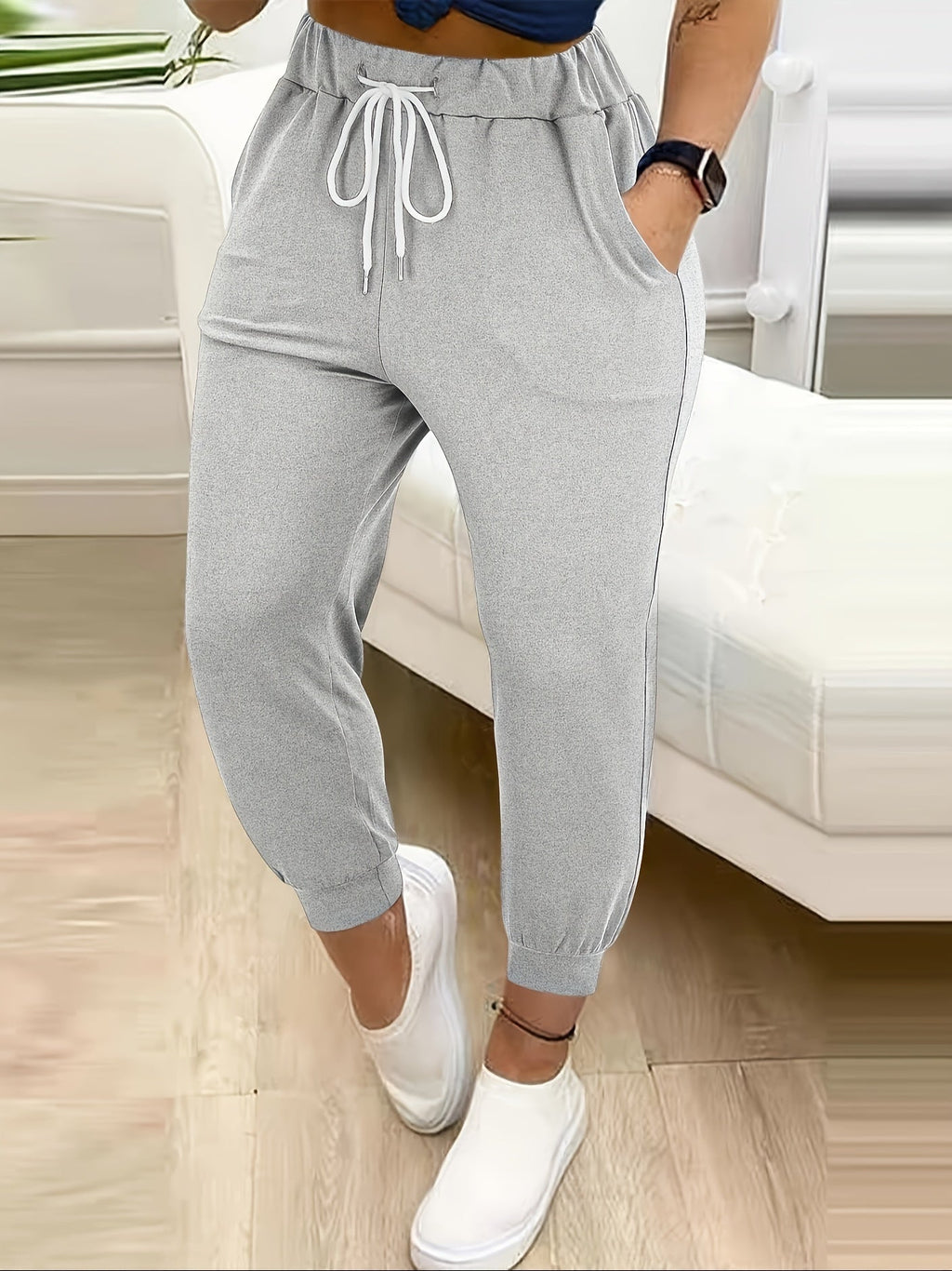 Tapered Drawstring Joggers for Women | Soft Cotton Blend | Casual Wear