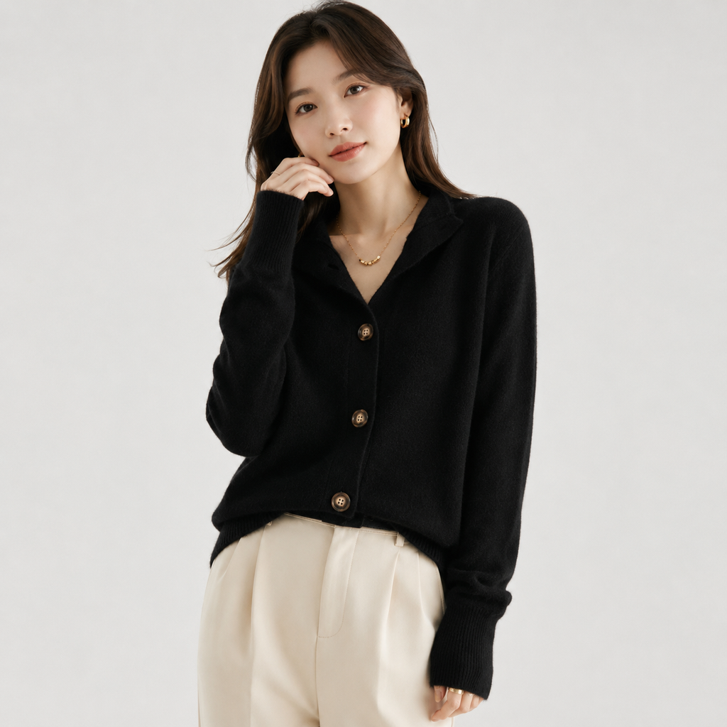 Chic Everyday Layer – Soft Grey Button-Front Cardigan