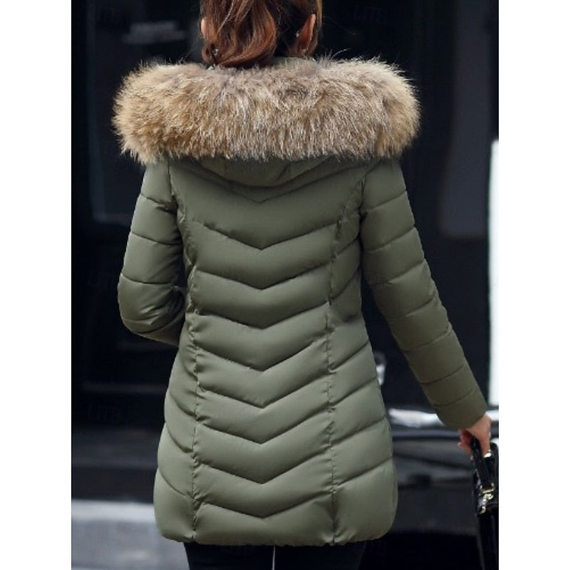 Hooded Quilted Winter Parka with Insulated Lining for Cold Weather Wear