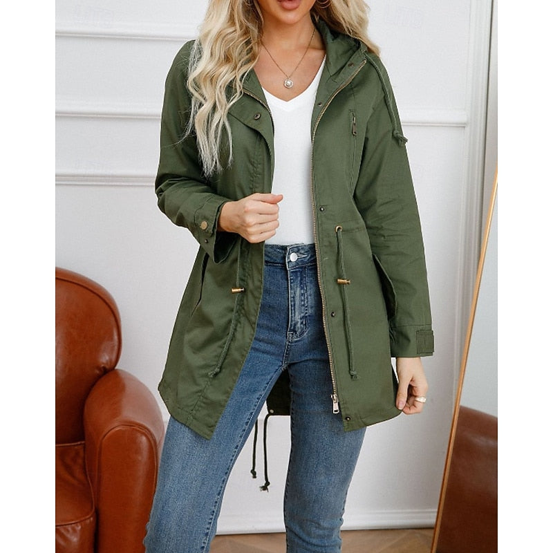Hooded Utility Coat with Pockets | Water-Resistant Outerwear for Casual Wear