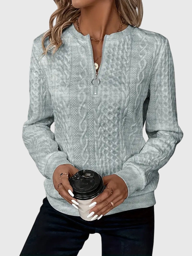 Zippered Jumper in Soft Knit Fabric for Casual Wear and Layering