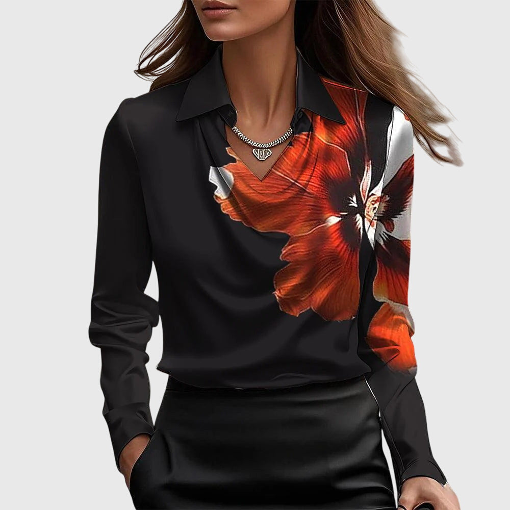 Draped Elegant Blouse in Lightweight Fabric for Casual or Formal Wear