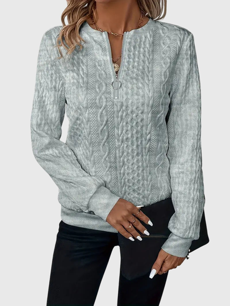 Zippered Jumper in Soft Knit Fabric for Casual Wear and Layering