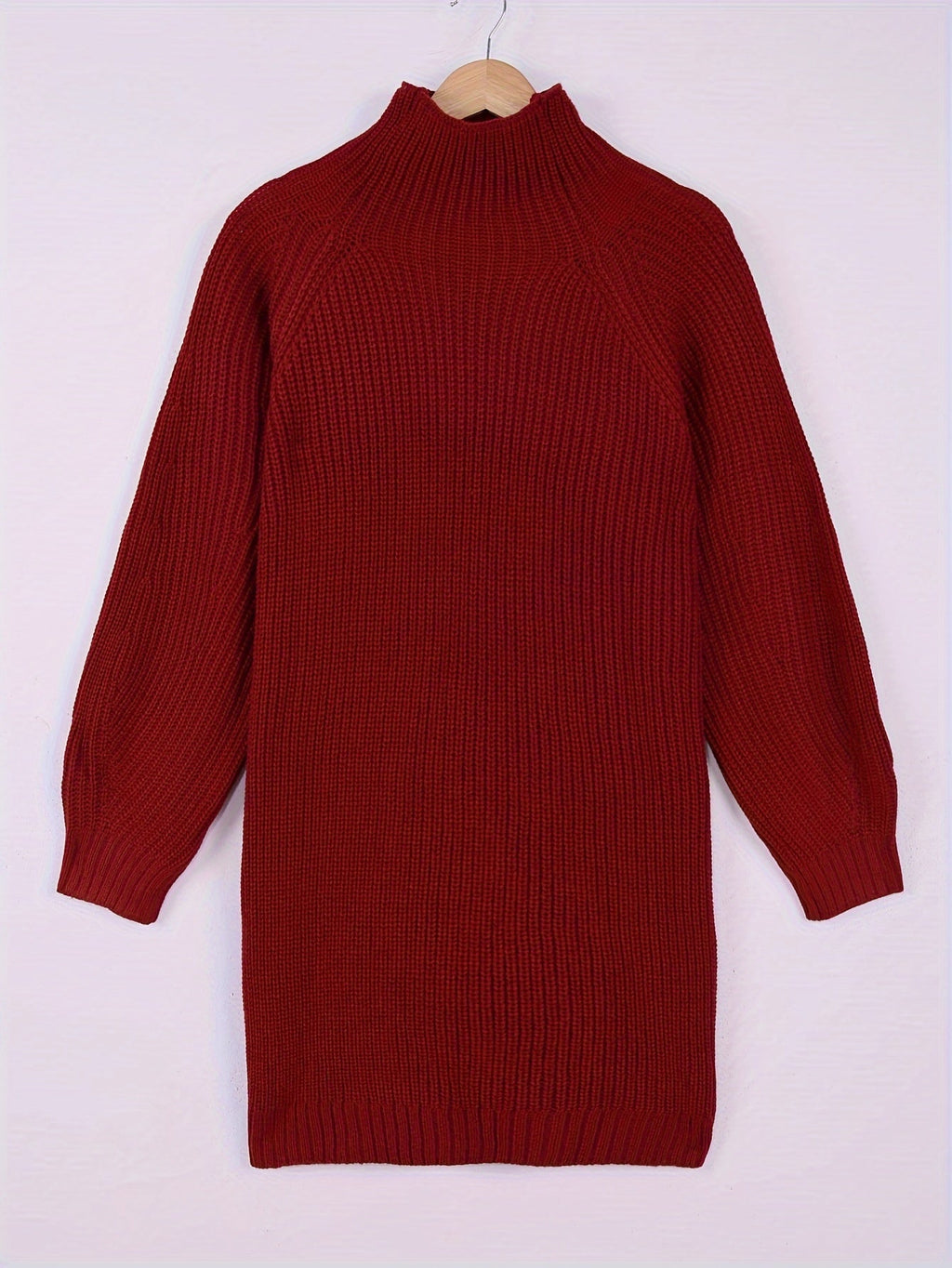 Relaxed Half-Turtleneck Sweater Dress in Soft Knit for Casual Wear