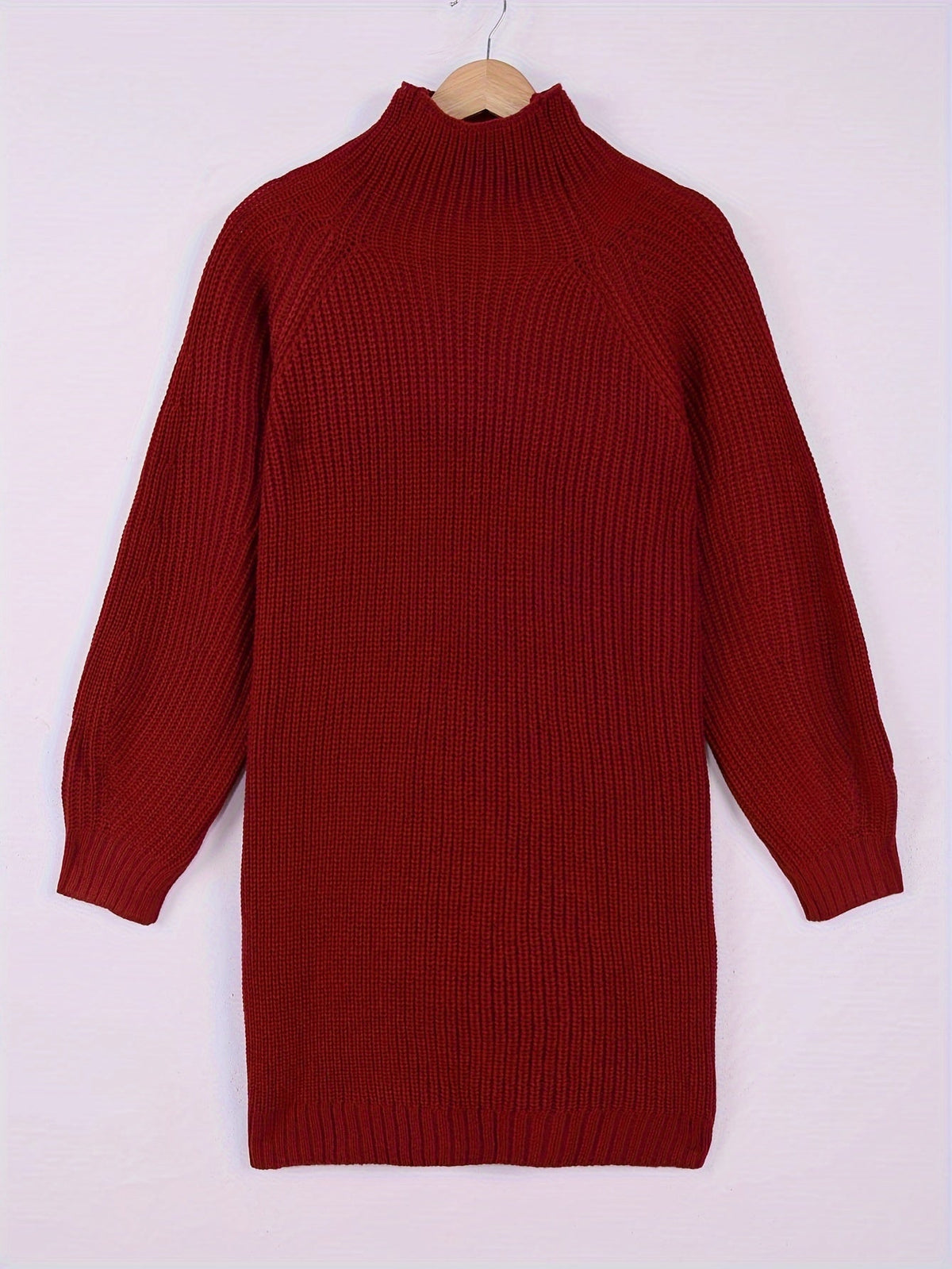Relaxed Half-Turtleneck Sweater Dress in Soft Knit for Casual Wear