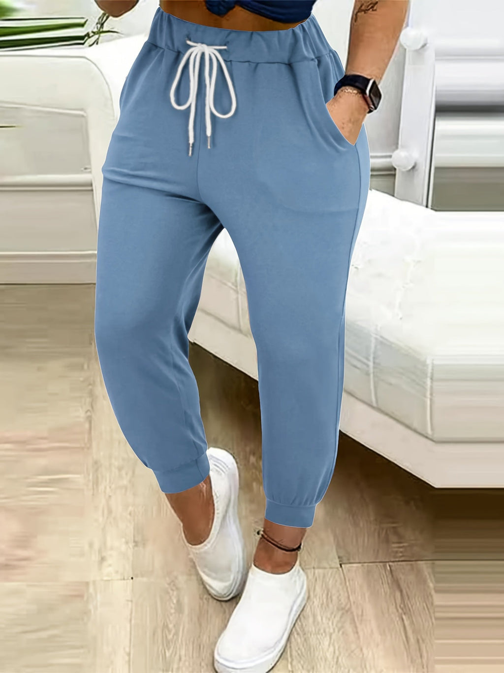 Tapered Drawstring Joggers for Women | Soft Cotton Blend | Casual Wear