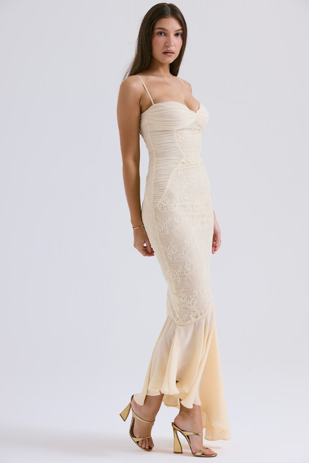 Vanilla White Fluid Maxi Dress Women UK – Ethereal Gown, Formal Occasion Evening