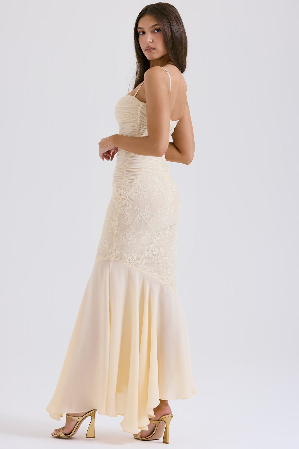 Vanilla White Fluid Maxi Dress Women UK – Ethereal Gown, Formal Occasion Evening