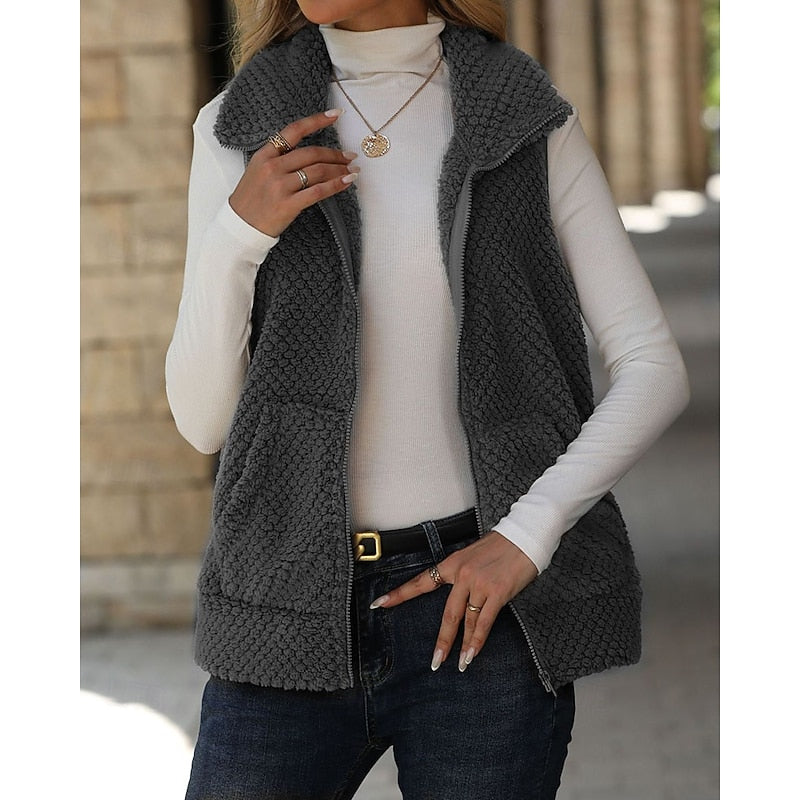 Cozy Textured Zip Vest for Women | Warm Layering Piece for Casual Wear