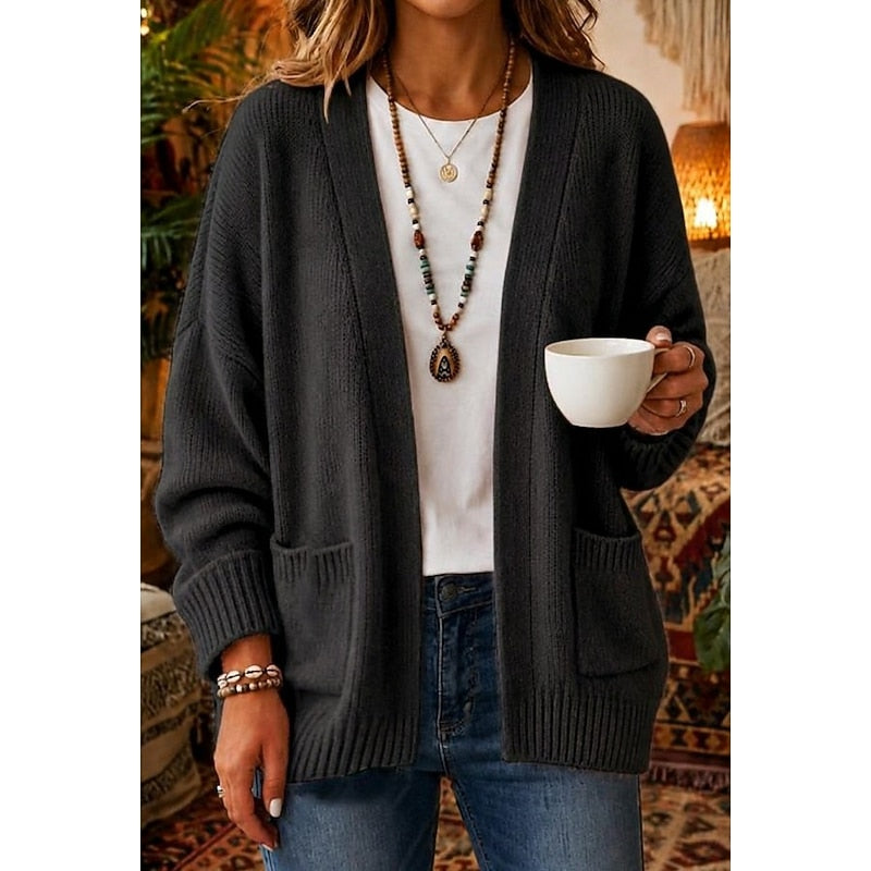 Relaxed Open-Front Cardigan in Soft Knit for Casual Layering and Comfort