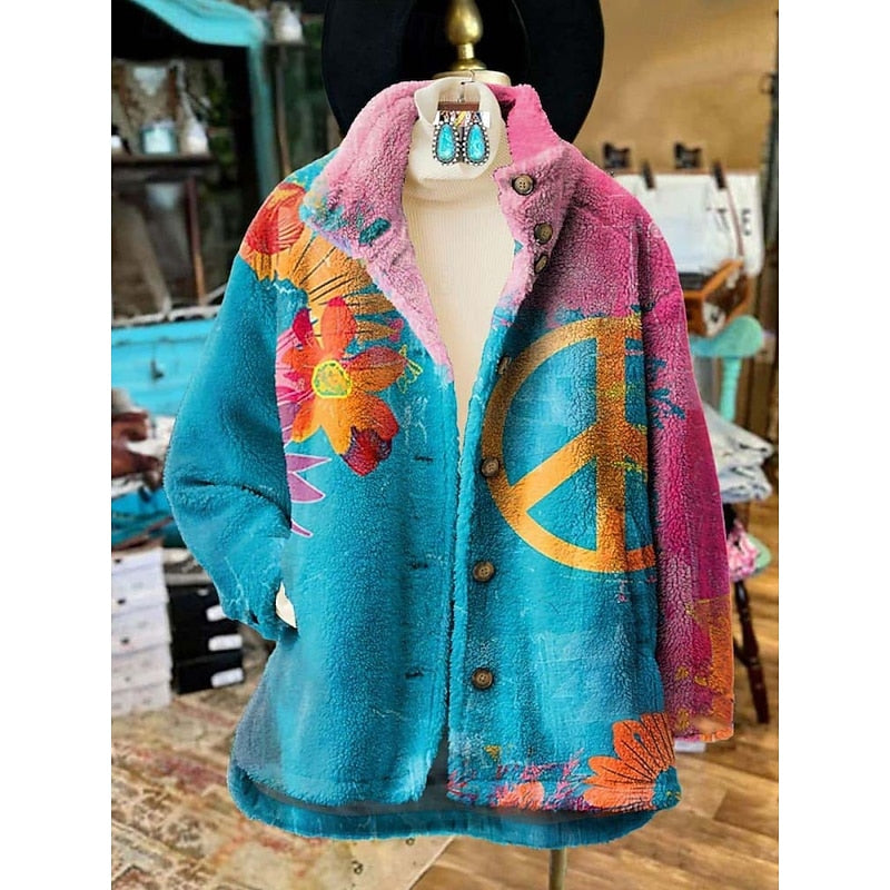 Vintage Floral Print Jacket | Lightweight Cotton | Casual Outerwear for Women