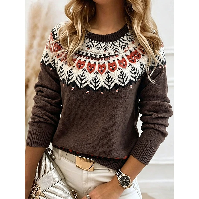 Patterned Knit Sweater for Women | Cozy Casual Wear | Fall Fashion
