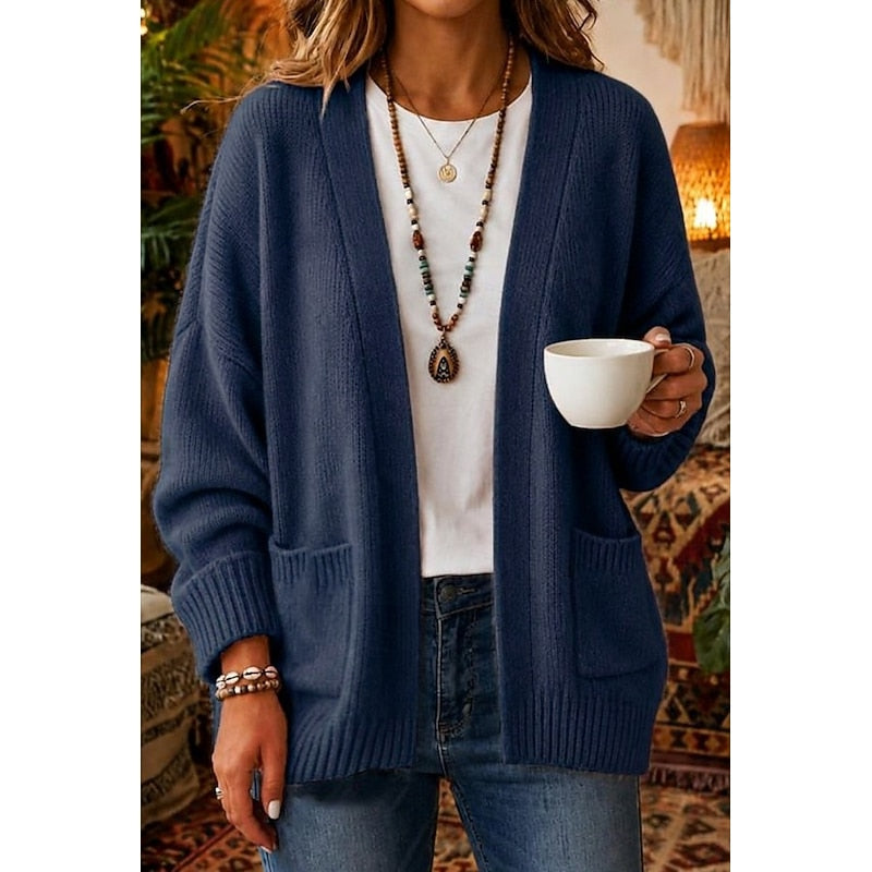 Relaxed Open-Front Cardigan in Soft Knit for Casual Layering and Comfort