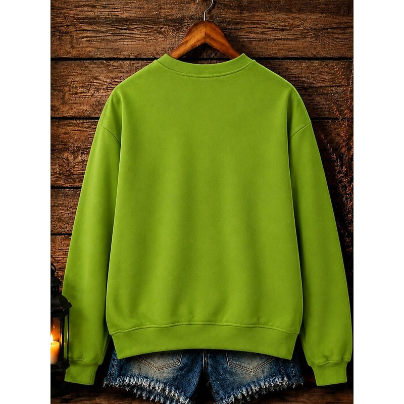 Halloween Crew-Neck Sweatshirt for Women | Playful Design | Cozy Cotton Blend