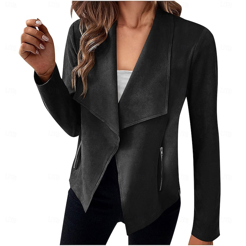 Draped Open-Front Jacket in Lightweight Fabric for Layering and Everyday Wear
