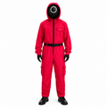 Red Hooded Jumpsuit Costume with Belt for Halloween Cosplay Dress-Up