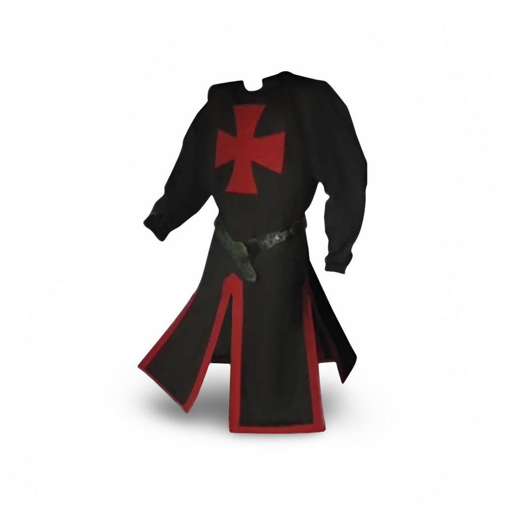 Medieval Knight Costume Tunic with Hood and Templar Cross for Halloween Cosplay