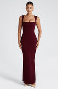 Burgundy Sculpting Maxi Dress Women UK – Evening Gown, Formal Occasion